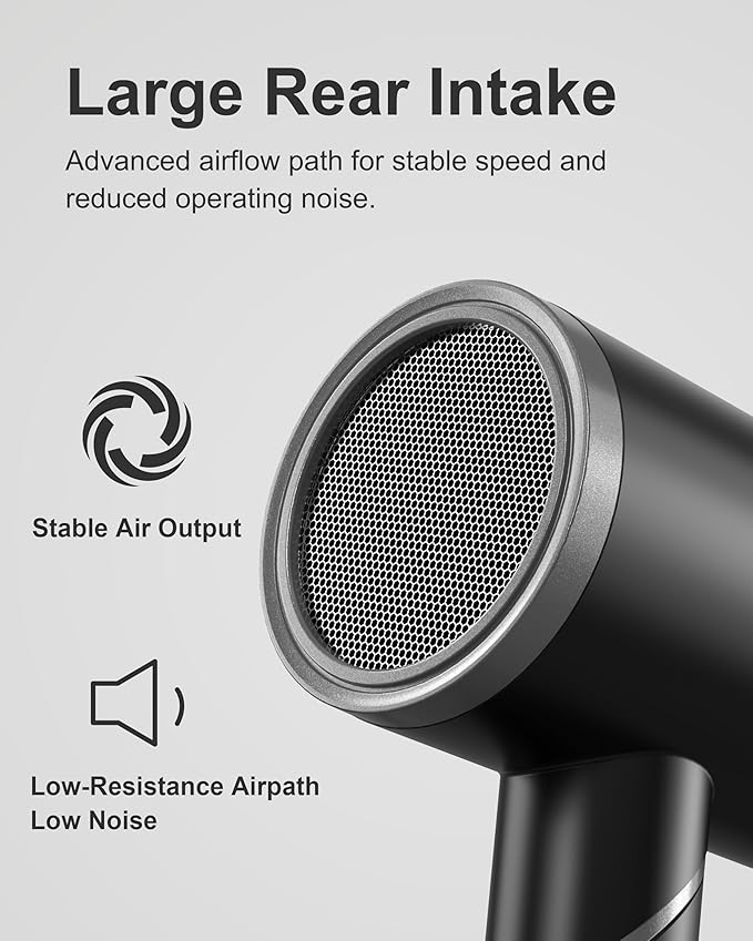 ANNLARY Hair Dryer with Comb | 1800W Blow Dryer with Diffuser for Curly Hair | Plasma Ionic Hairdryer for Frizz Control | Foldable & Protable Design for Travel | 6.5 ft ALCI Cord