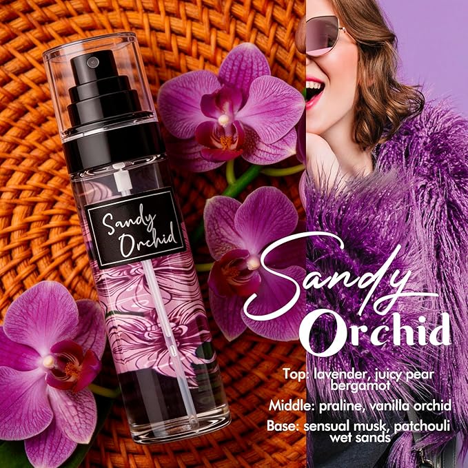 AQUA BLANCE 3-Pack Vanilla Body Spray for Women, Travel Size Fragrance Mist Set with Luxe Vanilla, Nectar Dream & Sandy Orchid, Long Lasting Body Mist for Travel & Gym, 3.4 fl oz Each