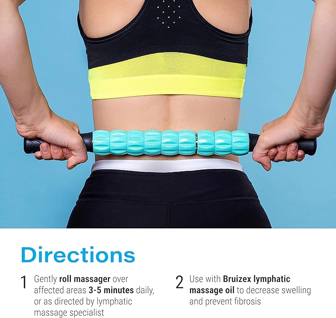Muscle Roller Lymphatic Drainage Massage Roller Stick - for Myofascial Pain Relief | Post Liposuction & Fibrosis Treatment, Surgery Recovery| Lipo,Tummy Tuck & BBL,Compression Garment, Faja Compatible