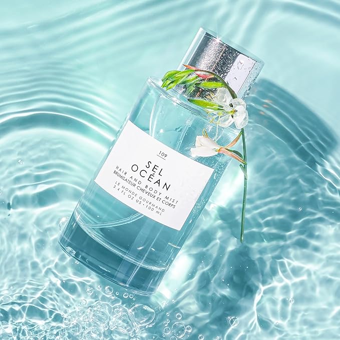 Le Monde Gourmand Sel Océan Hair & Body Mist for Women, Hair Perfume & Body Spray, Honeysuckle Muguet Pink Sea Salt Scent, Vegan & Cruelty Free, 3.4 fl oz (100 ml)