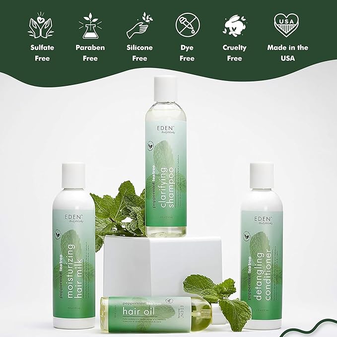 EDEN BodyWorks Peppermint Tea Tree Shampoo | Clarifying Shampoo for Curly Hair | Perfect for Build Up Cleansing | 8oz