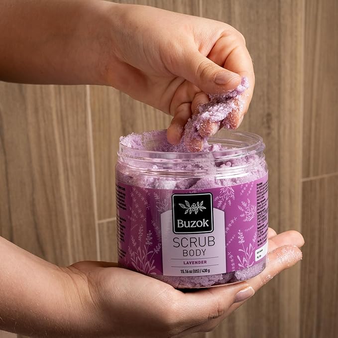 Lavender Body Scrub – Exfoliating Salt Scrub for Body Cleansing & Smoothing – Soft Lavender Scent – For Shower & Bath Use