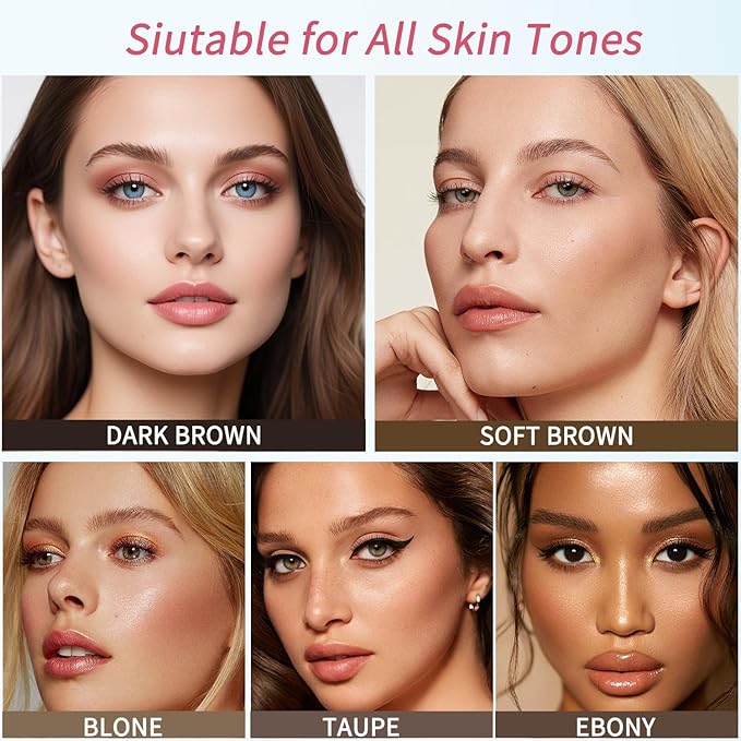 Eyebrow Stencils, Eyebrow Stamp Perfect Eyebrows Waterproof Brow Stamp, Eye Brow Stencil Kits Trio Kit with Sponge Applicator 10PCS Eyebrow Shaping Kit Long-Lasting, Ebony