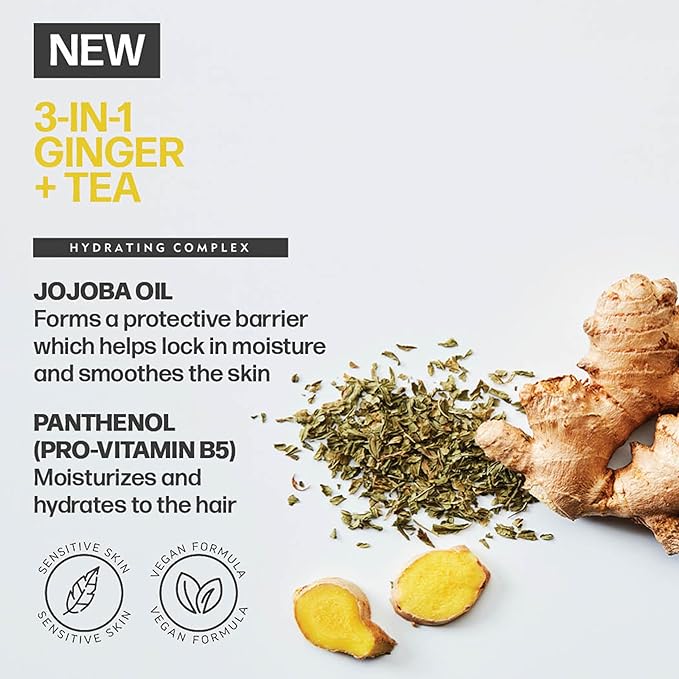 AMERICAN CREW 3-in-1 Ginger & Tea, Shampoo, Conditioner & Body Wash for Men, All-in-One Care with Revitalizing and Refreshing Fragrance, 8.4 fl oz