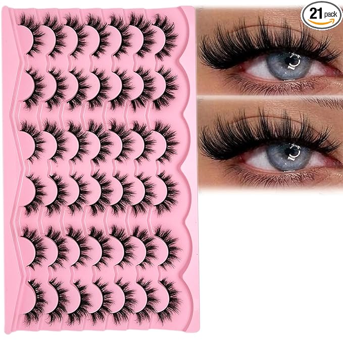 Cat Eye Lashes Wispy Short Fluffy Lash Strips D Curl 3D Lashes Cateye Eyelashes Natural Look 16mm Long Faux Mink False Eyelashes Pack