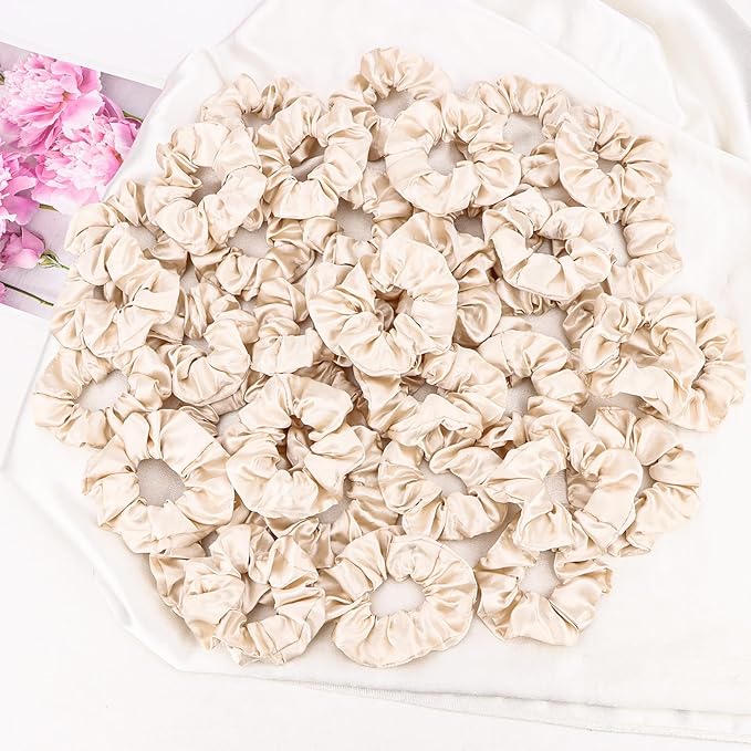 Silk Satin Scrunchies for Women Girls 36 PCS Hair Scrunchies Silk Satin Hair Ties for Thick Hair Bulk Hair Ties Hair Accessories