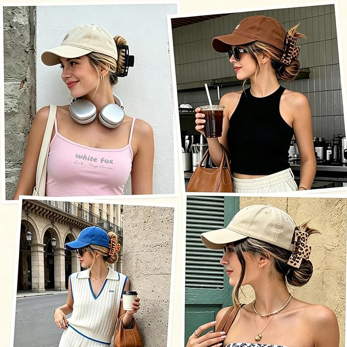 4 PCS Large Strong Trucker Hat Claw Clips for Women – 4.1 Inch Hat-Friendly Non-Slip Baseball Cap Hair Clips, Trucker Claws Hair Clip for Baseball Hat, Hair Claw for Baseball Cap for Thick Thin Hair