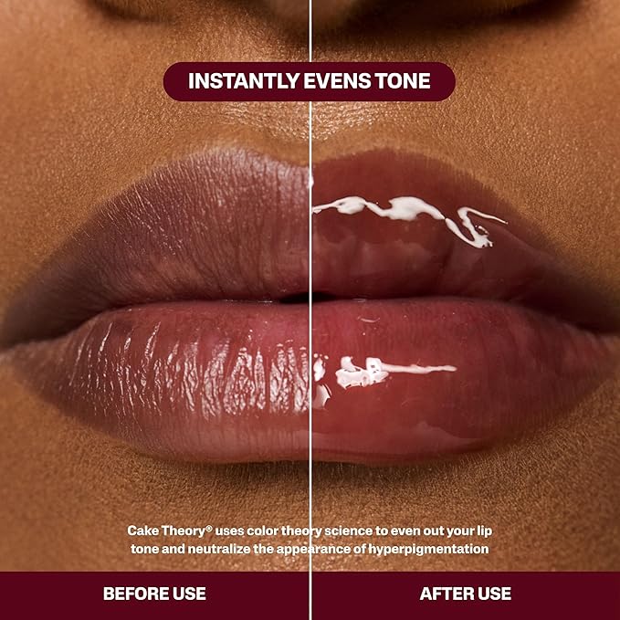 POUND CAKE Cake Theory Lip Tone Equalizing Oil Duo | Hydrating and High-Shine Blurring Lip Oils in Browning (Purple Brown Tint) & Melted Butter (Yellow Tint) | Clean, Vegan, and Moisturizing Formula