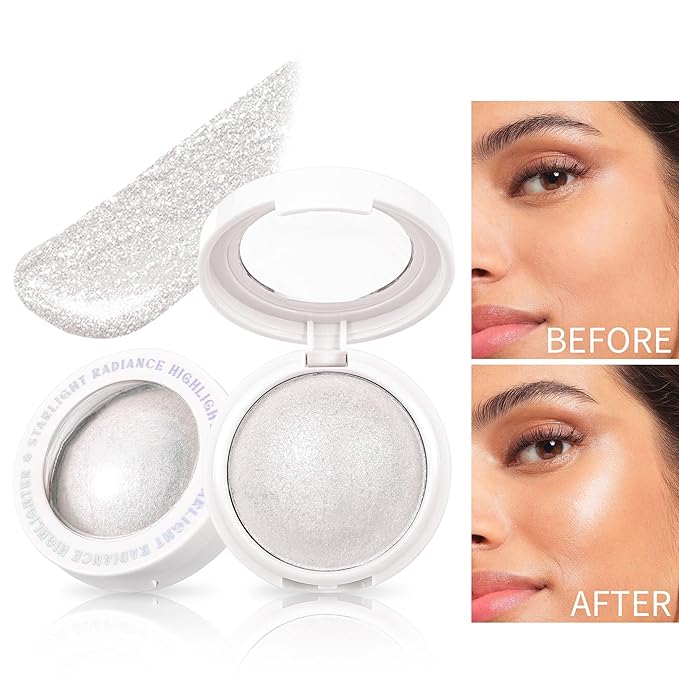 Brown Chromatic Highlighter, Face Glitter Starlight Radiance Chromatic Highlighter, Long Lasting High Pigmented Waterproof Multi-function Glitter Eyeshadow Rainbow Face Paint, #04