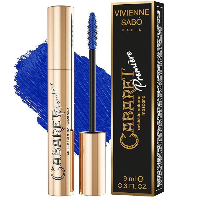 Vivienne Sabó Cabaret Premiere Blue Mascara Volume and Length – Artistic Formula for Defining and Curling Lashes, Smudge-Proof, Clump-Free, Washable, Cruelty-Free, Made in Italy, 02 Blue, 0.3 fl oz