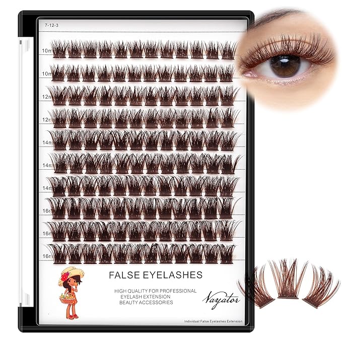 →VAYATOR Color Lash Cluster Light Brown/Dark/Black Brown False Eyelashes Professional Makeup Lash Cluster Grafted Eyelash Extension (Dark Brown-12-18mm Mixed)