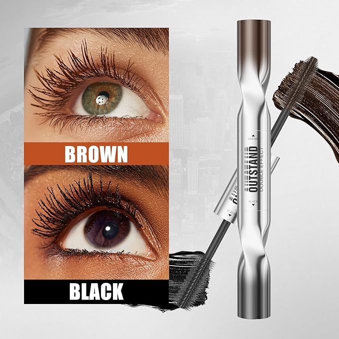 Women's Tubing Mascara, 2-in-1 Black & Brown Double-Ended, Volumizing and Lengthening, Waterproof, No Smudge, Hypoallergenic & Easy Removal