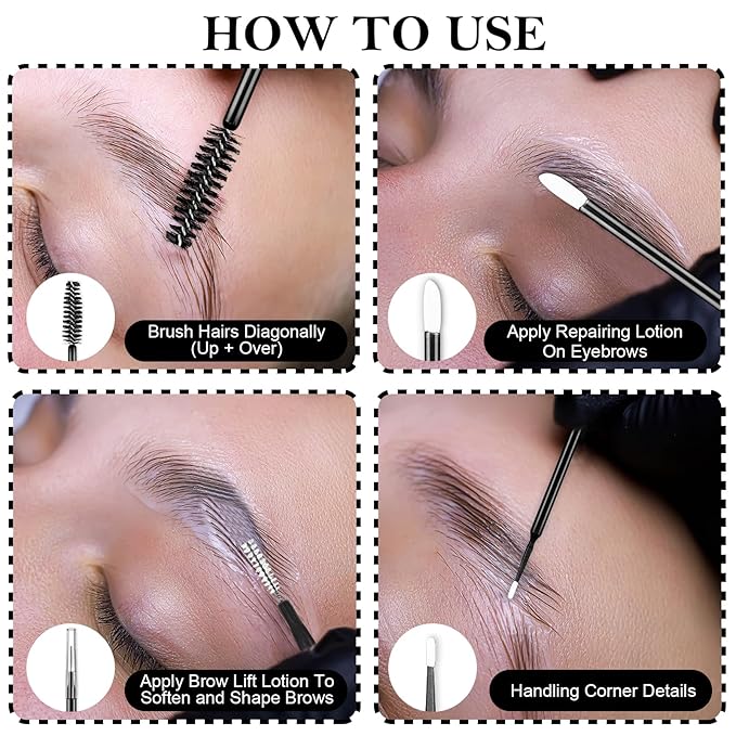 230 Pcs Brow Lamination Supplies with Plastic Box Black Micro Eyebrow Brush Spoolies Disposable Lip Applicators Eyelash Brush Mascara Wands Micro Swabs Brow Lamination Kit for DIY Eyelash