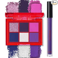 BOBISUKA Eyeshadow Makeup Palette + Matte Lipstick Kit, 6 Colors Purple Blue Pink Shimmer Matte Eye Shadow Pallet with Purple Liquid Lipgloss Set for Halloween, Costume, Cosplay, Witch, Ursula Makeup