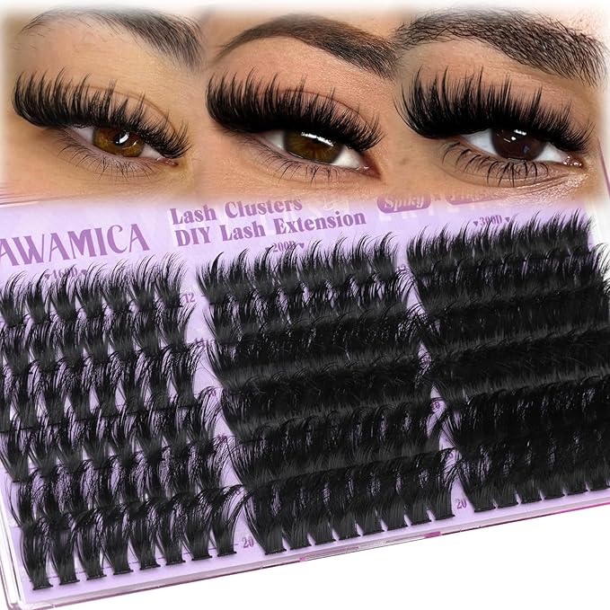 Wispy Lash Clusters 160D 200D 300D Mixed Volume Cluster Eyelash Extensions Fluffy Spiky Eyelash Clusters 12-20mm D Curl Individual Lashes Soft Reusable Cluster Lashes DIY Lash Extension by Yawamica