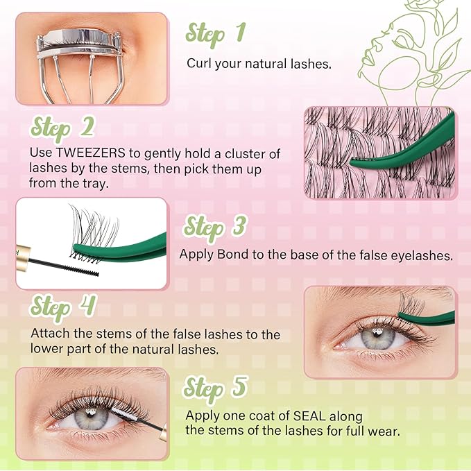 KEYYOU Venus Lash Clusters C Curl Fairy Lash Extension Eyelash Extension Wispy Natural Invisible Band Lash with Waterproof DIY Lash Extension at Home(Venus-C-10MM)