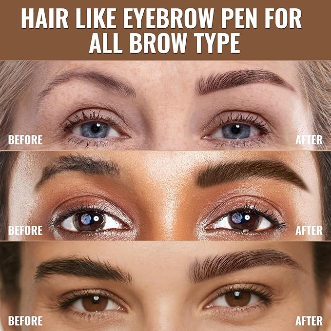 iMethod Eyebrow Pen - Eyebrow Pencil,2-in-1 Eyeliner Dual-Ended Brush-Tip Microblading 4d Eyebrow Pencils for women,Long Lasting Waterproof Hair-Like Brow Pencil,with Eyebrow Brush,Black