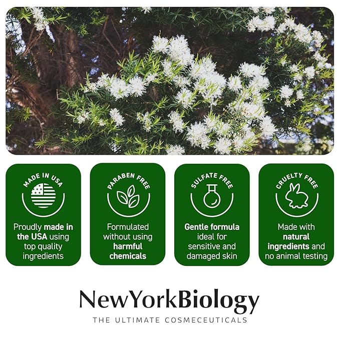 New York Biology Tea Tree Oil Foot Cream for Dry Cracked Feet, Athletes Foot, Nail Fungus, Jock Itch, Ringworm, Cracked Heels and Itchy Skin - Foot Cream - 8 oz - Pack of 2