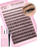 Wispy Natural Lash Clusters Kit Double Spiky Eyelash Clusters Kit Manga Cluster Eyelash Extensions Kit 10-16mm Lash Extensions Kit C Curly Individual Lashes DIY Eyelashes Clusters Kit with Brush
