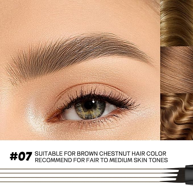 2 Pack 4-Tip Microblading Eyebrow Pen with 2 Brow Brushes, Waterproof Vegan Formula Eyebrow Pencils for Women to Effortlessly Create Natural Hair-Like Strokes, All-Day Wear, Medium Brown