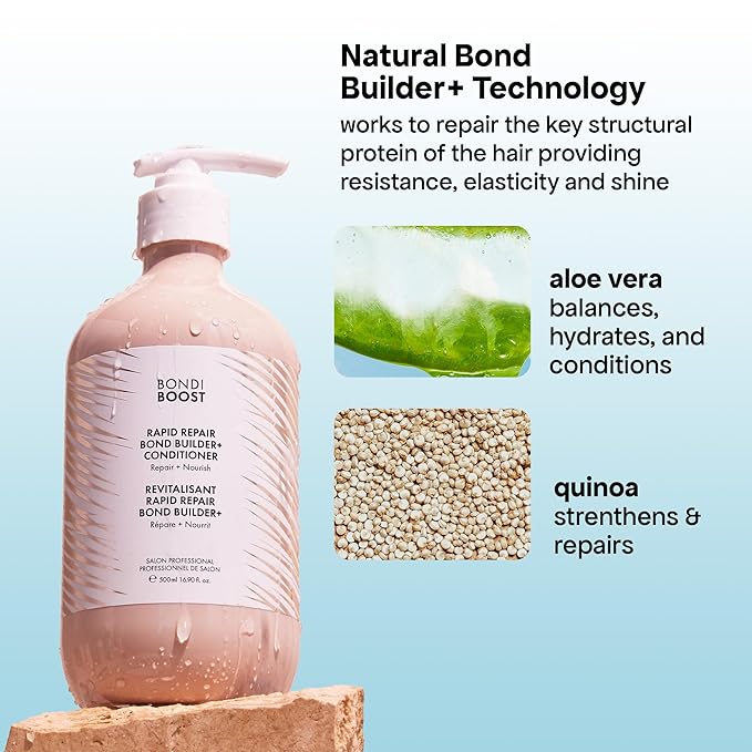 BONDIBOOST Rapid Repair Bond Builder Shampoo + Conditioner Set (10.14 fl oz each), Strengthening Formula for Restoring + Rebuilding Hair, Deep Conditioning Treatment