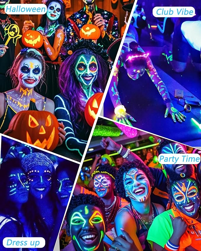 UV Neon Colored Gel Eyeliner Pencil, Matte Rainbow Colorful Eyeliner Pencil Glow in the Dark Makeup, Waterproof Long Lasting Gel Eye Liner Pen with Sharpener for Halloween Face Body Painting-B01 Red