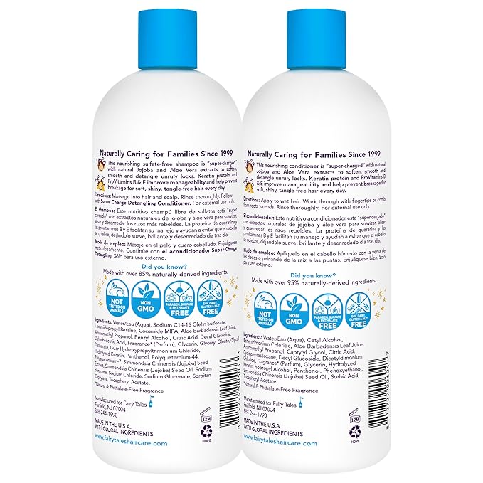 Fairy Tales Tangle Tamer Detangling Shampoo and Conditioner for Kids - Ultra Moisturizing and Anti Frizz Protection - Paraben Free, Sulfate Free - 32 Oz (2 pack)