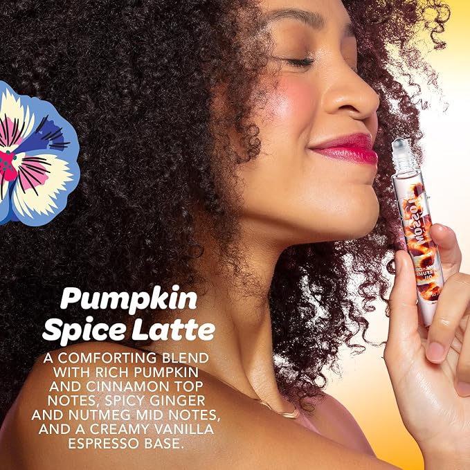 Blossom Roll on Perfume for Women Alcohol Free Gourmand Rollerball Perfume Oil with Essential Oils, Infused with Real Flowers, Made in USA, 0.20oz, (Pumpkin, Vanilla, Cinnamon) Pumpkin Spice Latte