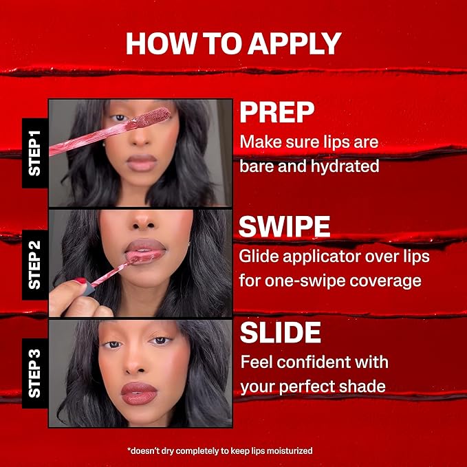 Pound Cake Cake Batter Liquid Lipstick – Long-Lasting, Semi-Matte Liquid Lipstick – Hydrating, High-Pigment Lip Stain with Avocado Oil – Shades for All Skin Tones – 0.13 oz, (Red Bean)