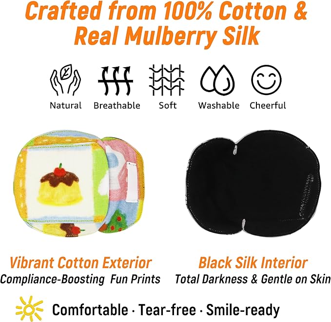 Astropic 3D Cotton & Silk Eye Patch for Kids | Boys Girls Eye Patch for Glasses | Medical Eyepatch for Children with Lazy Eye (Chocolate Cake, Left Eye)