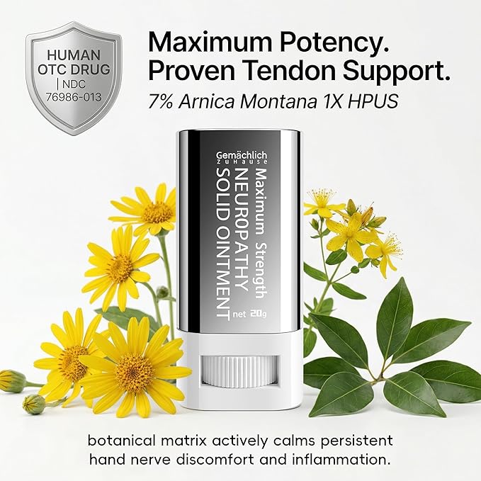 NDC Listed Tenosynovitis Pain Relief Arnica Gel Stick GMP Grade Rub with Camphor and Hypericum Perforatum Oil for Hand Neuropathy Numbness and Bruises 0.71oz