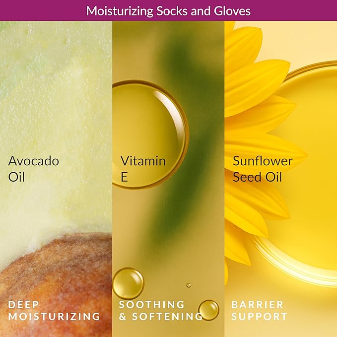 Epielle Moisturizing Hand & Foot Masks, Soften Dry Skin with Sunflower Seed Oil & Vitamin E, Self Care Gifts for Women, Spa Kit, Mothers Day Gifts, 6 Moisturizing Gloves & 6 Moisturizing Socks