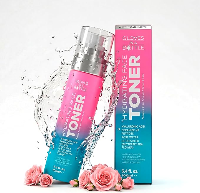 Gloves In A Bottle Hydrating Toner & Mist Spray – Hydrating Soothing Spray for Redness, Deep Hydration, Dewy Glow & Skin Barrier Repair – Hyaluronic Acid, Ceramide NP, Peptides – Alcohol-Free (3.4 oz)