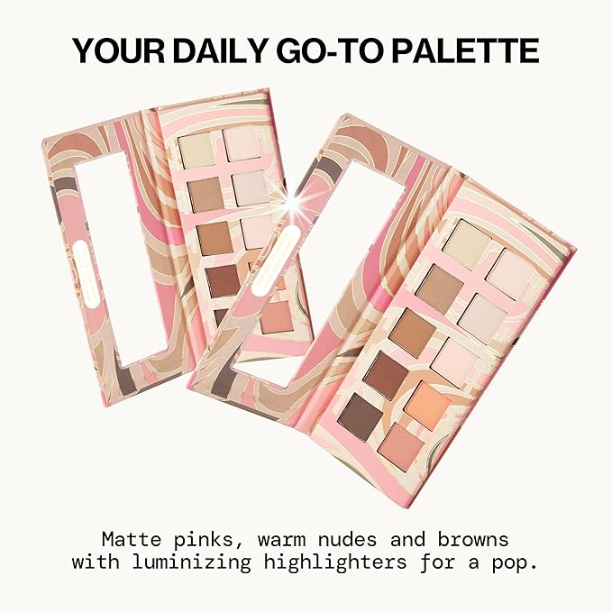 Pacifica Pink Nudes Mineral Eyeshadow Palette, 10 Neutral Shades, For Natural or Smoky Eye Look, Naked Eye Makeup, Longwearing & Blendable, Vegan, Cruelty Free Ophthalmologist Tested