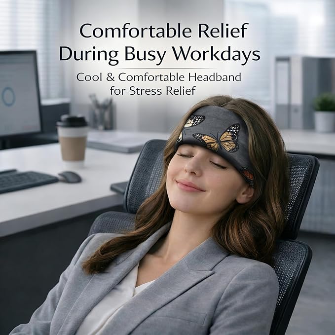 Migraine Relief Cap - Cooling Headache Ice Pack Mask Headband - Cold Gel Head Hat Neck WrapEye Mask - Soothing Relief Products for Hangover, Stress & Tension - Thoughtful Gifts