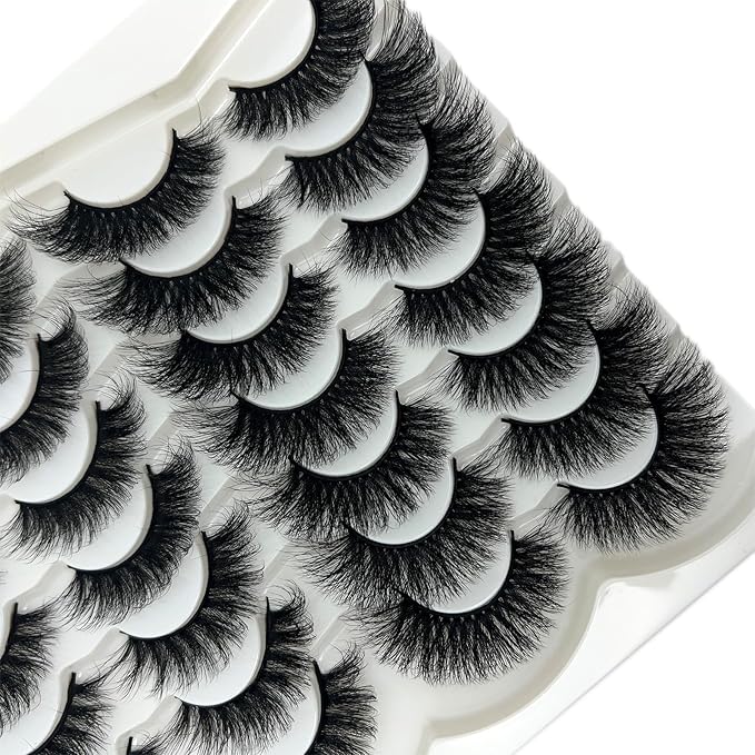 Mink Lashes Fluffy Cat Eye Eyelashes Pack, Soft Wispy Faux Mink False Eyelashes Natural Look, 20mm Long Dramatic Strip Lashes 2 Styles