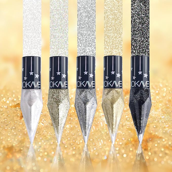 Glitter Liquid Eyeliner Colorful Set,5 Colors Metallic Shimmer White Black Silver Gold Grey Eyeliner Waterproof Long Lasting Sparkle Glitter Liquid Eyeshadow Dazzling Mother's Day Eye Makeup for Women