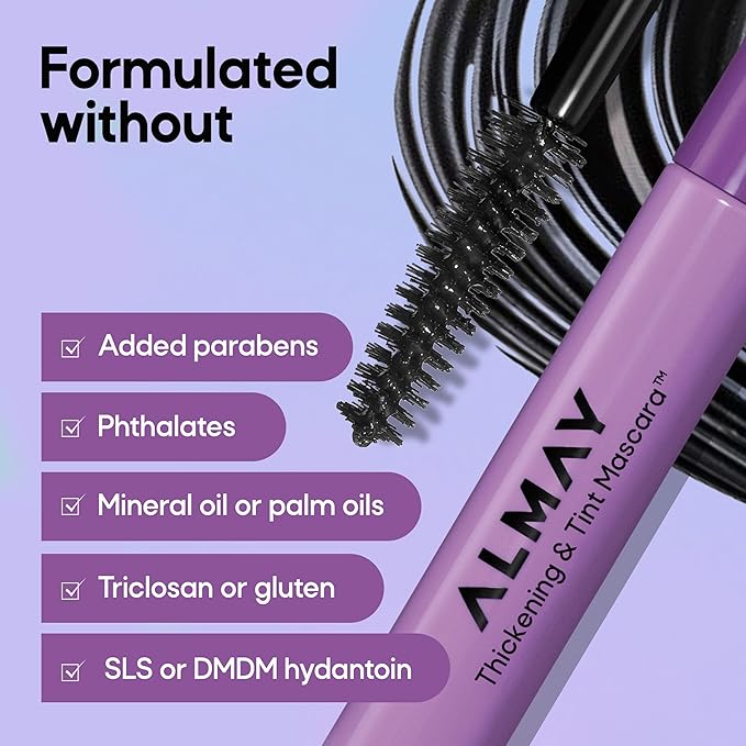 Almay Thickening & Tint Mascara, Nourishing Mascara, Hypoallergenic, 403 Black Brown