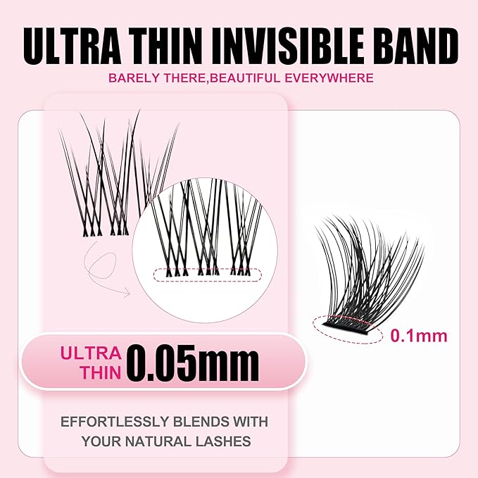 Flare Lashes With Invisible Band DiyNatural Eyelash Extension Kit Bond SealEyelash Glue and Lash Remover Beginner FriendlyIndividual Lashes Waterproof and Long lastingMakeup