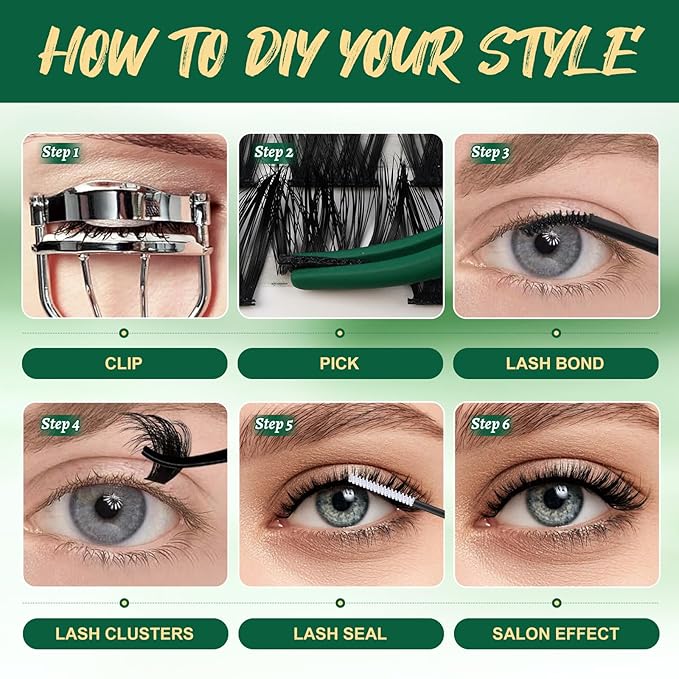 KEYYOU Lash Clusters,96 Pcs Cluster Lashes Y02 D Curl 8mm DIY Lash Extensions Eyelash Clusters,Volume Wispy Individual Lashes Soft&Comfortable Easy to DIY at Home