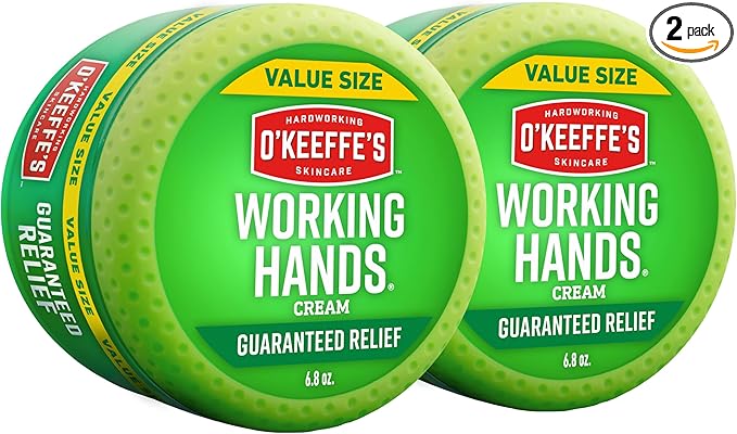 O'Keeffe's Working Hands Hand Cream for Extreme Dryness - 6.8 oz Value Size Jar (2 Pack) - Repairing Skincare for Cracked, Dry Hands