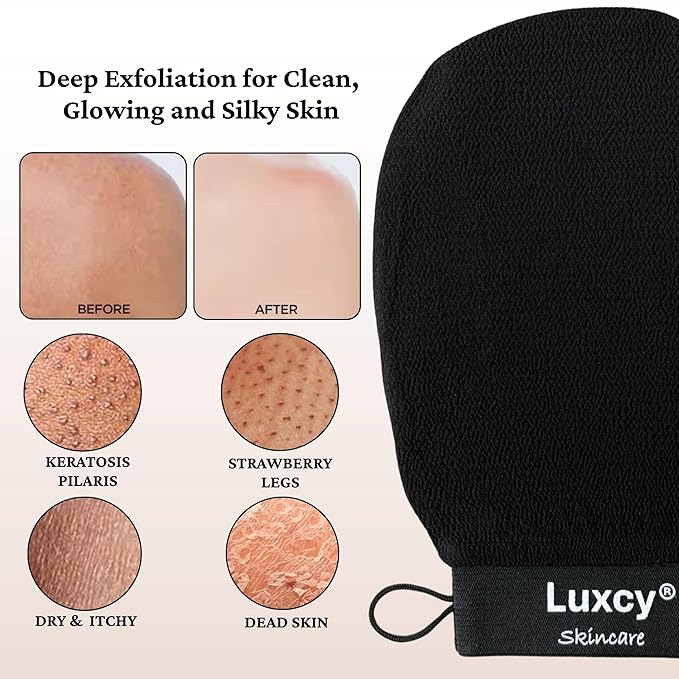 Premium Korean Exfoliating Mitt & Body Scrubber Glove, Viscose Fiber Dead Skin Remover for Smooth, Radiant Skin, Shower Skincare, Keratosis Pilaris Treatment & Self-Tan Prep (1 Pack)