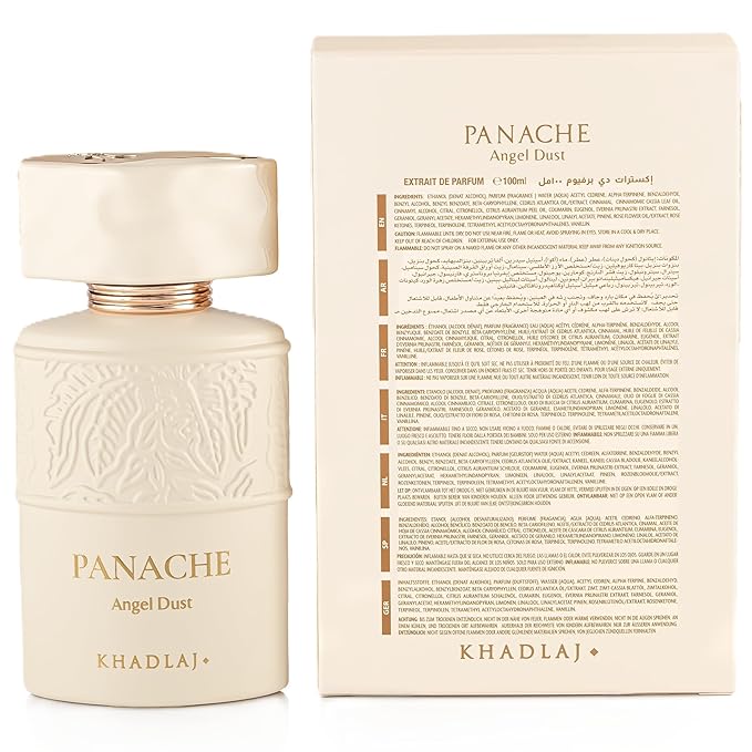 Khadlaj Panache Angel Dust – Sweet, Fruity, Creamy, Musky – Extrait de Parfum Spray Long-Lasting Fragrance for Women, 3.4 Ounce / 100ml