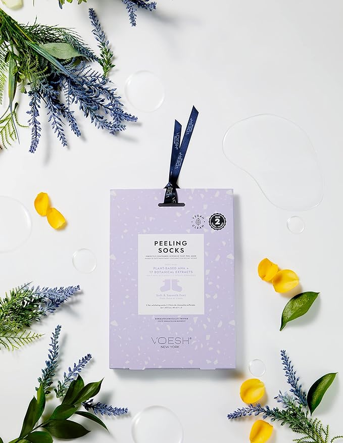 VOESH Peeling Socks Duo, Foot Peeling Mask, Intensive Foot Peel, Callus Remover, Exfoliating Foot Mask, Foot Peel for Dry Feet, Vegan K-Beauty Korean Skincare