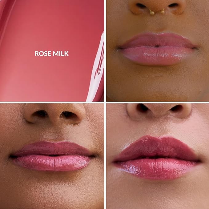 Mango People Hydrating Glossy Fruit Lip Stain, Long Lasting Tint & Oil Stain, Lightweight Lip Makeup with High-Shine Finish for Soft, Smooth and Nourished Lips - Rose Milk