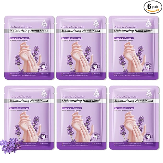 Hydrating Hand Masks, 6PCS Hand Mask Moisturizing Gloves for Men Women, Smooth Long Lasting Soft Exfoliating Hand Peeling Spa Mask Moisturizer Beauty Gift Set for Dry Cracked Rough Dull Hands（I)