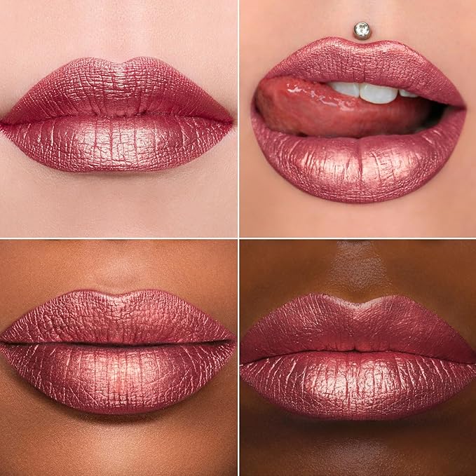 MAKI YIKA Red Lipstick for Women Metallic Lipsticks for Mother Glitter Long Lasting Lipstick No Smudge No Transfer Liquid Lip Gloss (BR03 Be Happy)