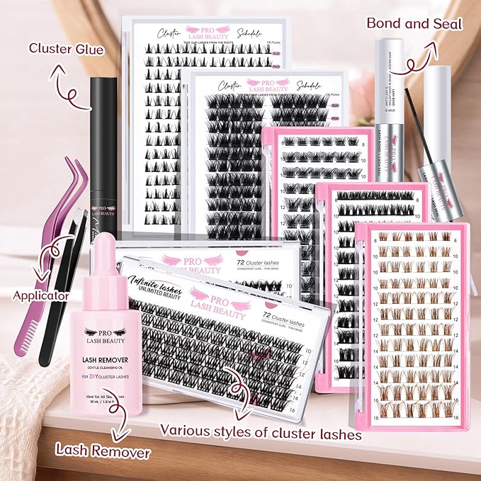 Lash Clusters, 72 Pcs Individual Cluster Lashes DIY Lash Extension 18mm Eyelash Clusters Volume Wispy Lashes Super Thin Band Reusable Soft & Comfortable (Volume, D-18mm)