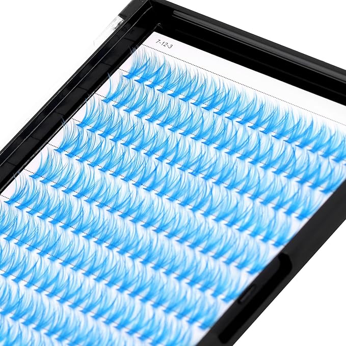 →VAYATOR False Eyelashes 3Styles D Curl 10-18mm 200Pcs To Choose Lashes Extensions Cluster Individual Lash Extensions Reusable False Eyelashes Easy Grafting （Light Blue-D Curl-18mm）
