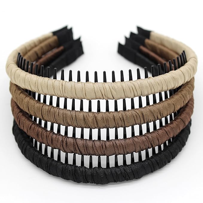 JOBAND Plastic Headbands for Women,Non Slip Hair Bands for women's hair,headband with teeth Suitable Spa,Yoga,Sports and Daily Use (Pack of 4)